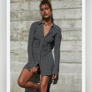 Free People Shayla Mini Dress in Black/White Print